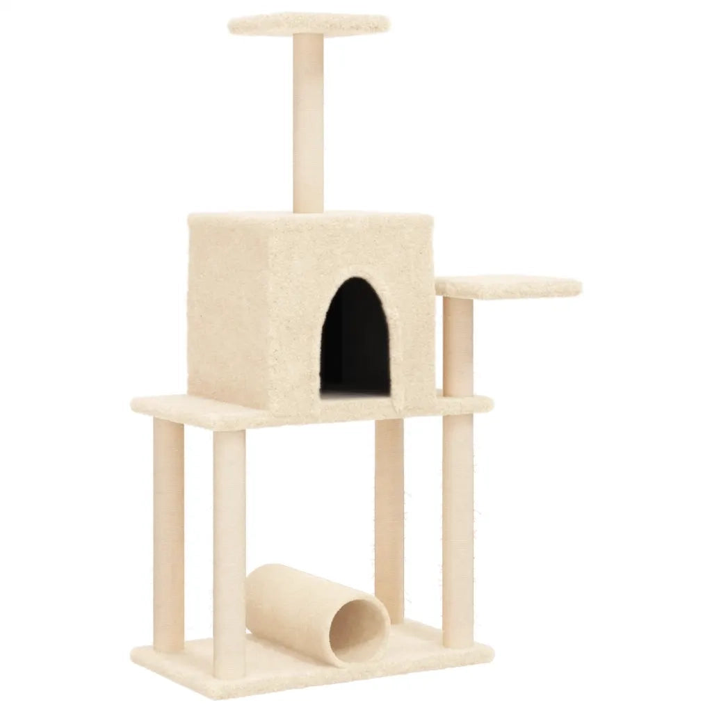 Albero per Gatti con Tiragraffi in Sisal Crema 122 cm 172088