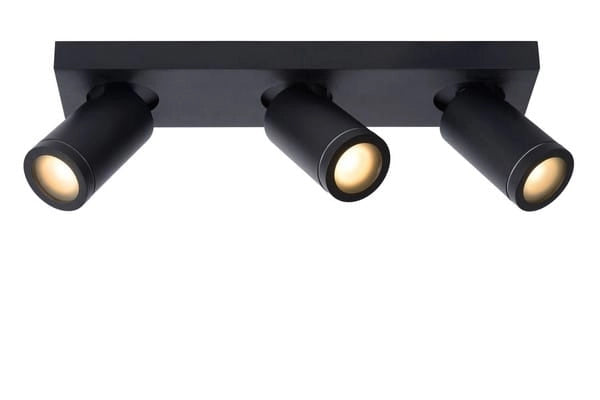 Plafoniera Lucide Taylor nera 3xGU10 LED dimmer IP44