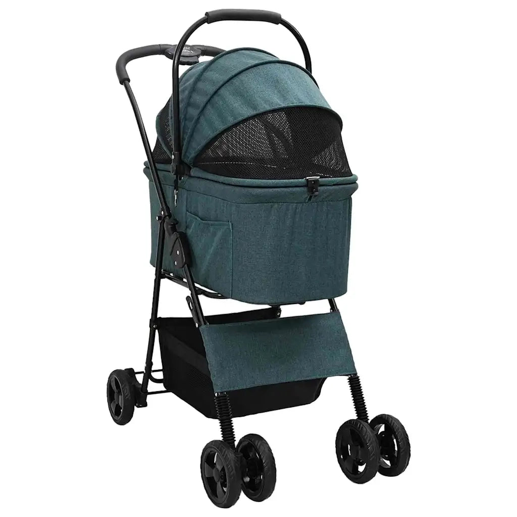 vidaXL Passeggino pieghevole per animali Verde 81 x 47 x 99 cm