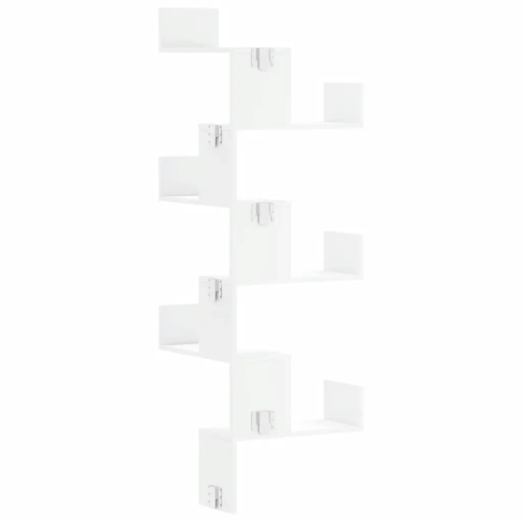 Scaffale Angolare Muro | Mensola a parete Bianco 45x45x147 cm Legno Multistrato