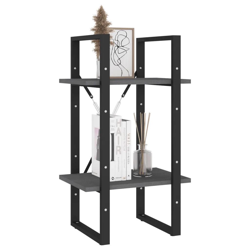 Libreria a 2 Ripiani Grigia 40x30x70 cm in Massello di Pino cod mxl 17648