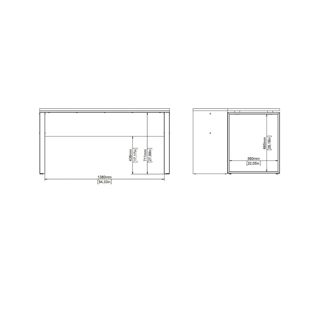 Timothee, Scrivania Materiale Piano in Legno Nobilitato, 150x100x76h cm Marrone Rovere