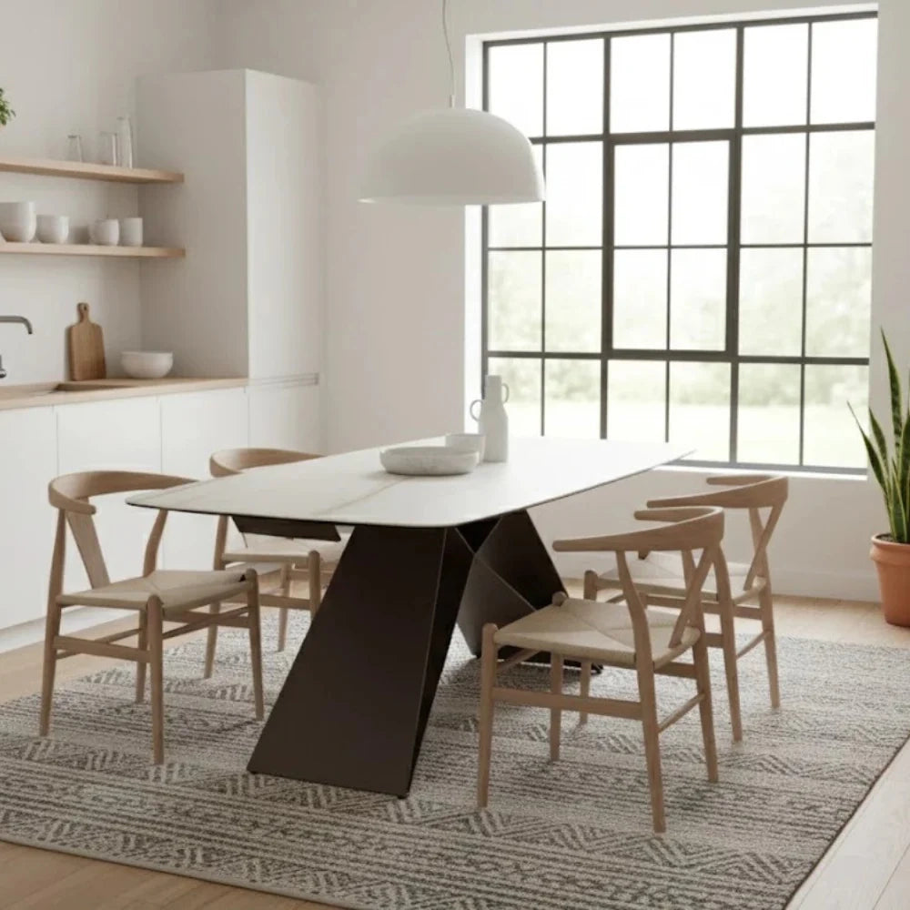 Tavolo da pranzo allungabile in ceramica su vetro effetto marmo calacatta Cruise 200-280x100 cm fino a 10 posti | Duzzle