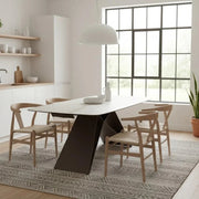 Tavolo da pranzo allungabile in ceramica su vetro effetto marmo calacatta Cruise 200-280x100 cm fino a 10 posti | Duzzle