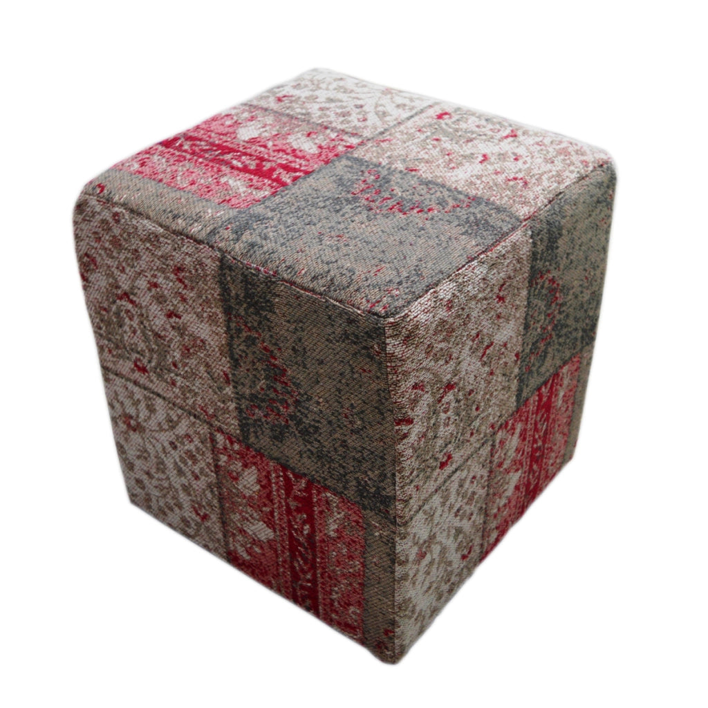 Pouf Solitaire Multicolore in Cotone Patchwork