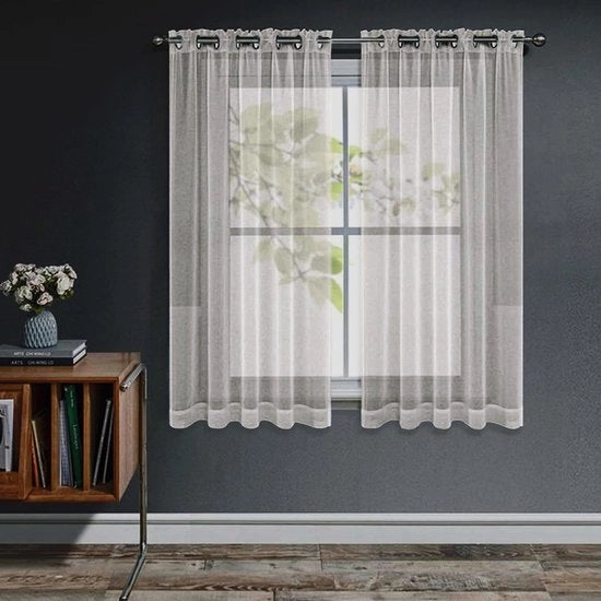 Gordini trasparenti con finitura in lino (2 x 140 x 160 cm)