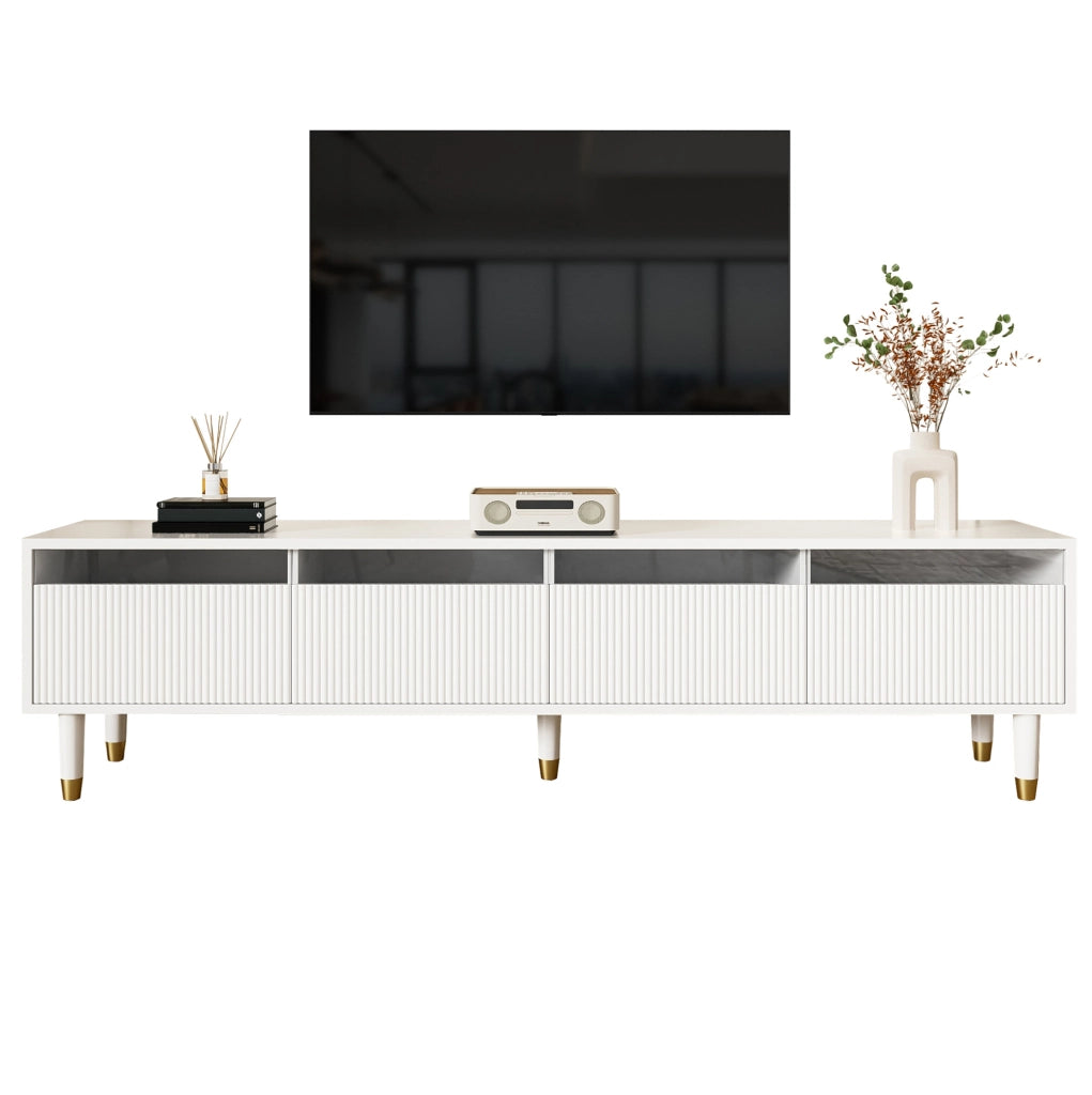 Mobile TV bianco 178 cm con 4 cassetti in MDF e acrilico
