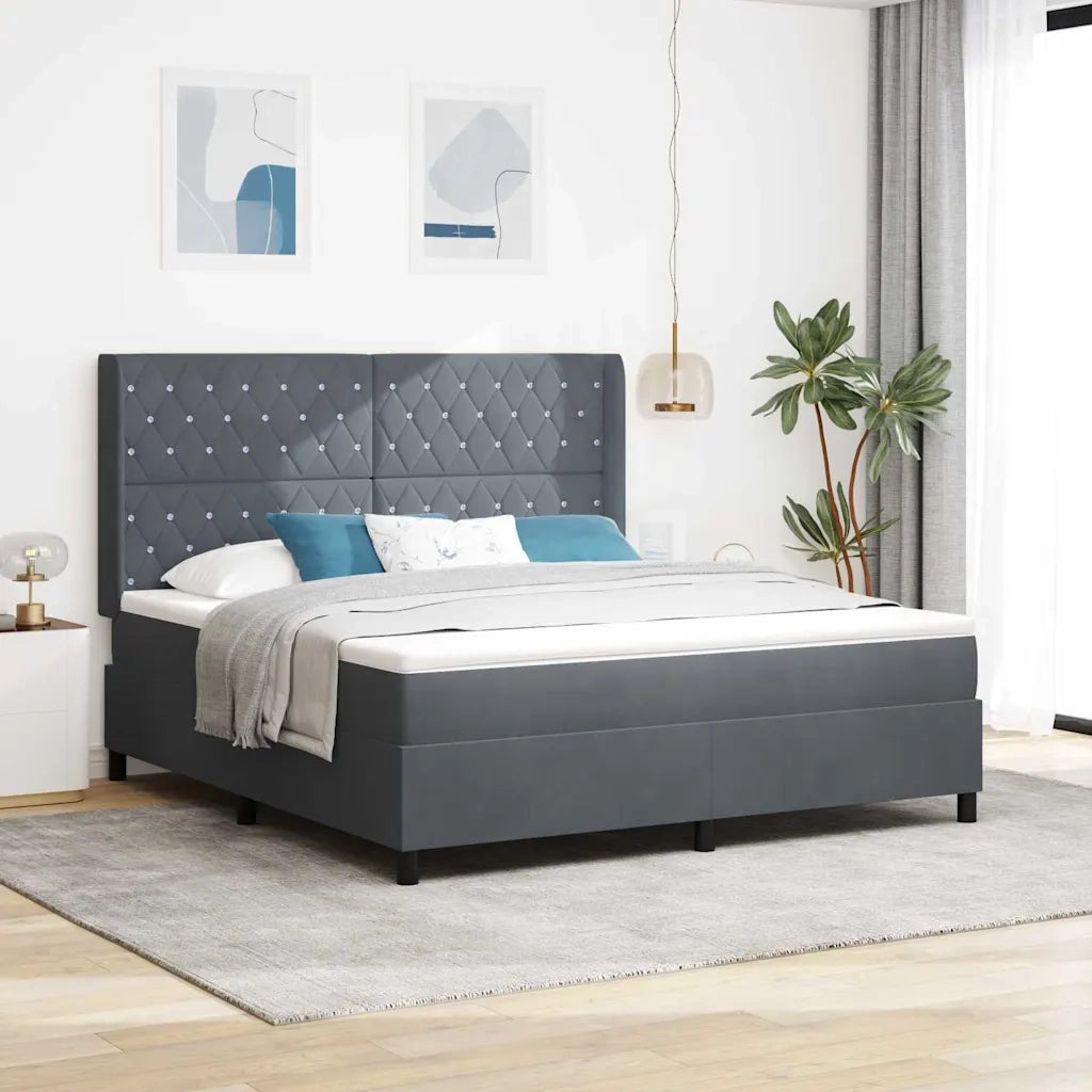 Letto a molle con materasso Grigio scuro 180 x 200 cm Velluto 3341967