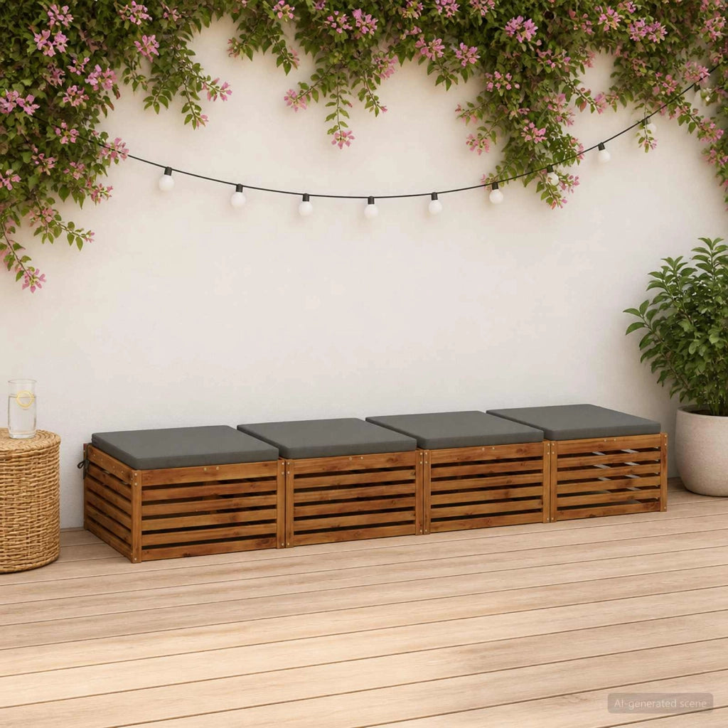 Cuscini per Sedia in 4 Pezzi SOEST 4 pz 100% Poliestere Grigio 944664