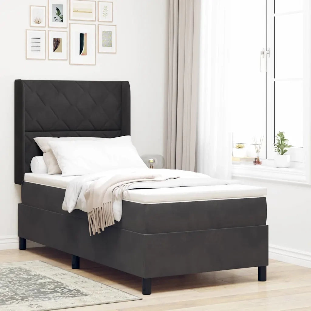 Letto a molle con strisce LED Nero 100 x 200 cm Velluto 3343912