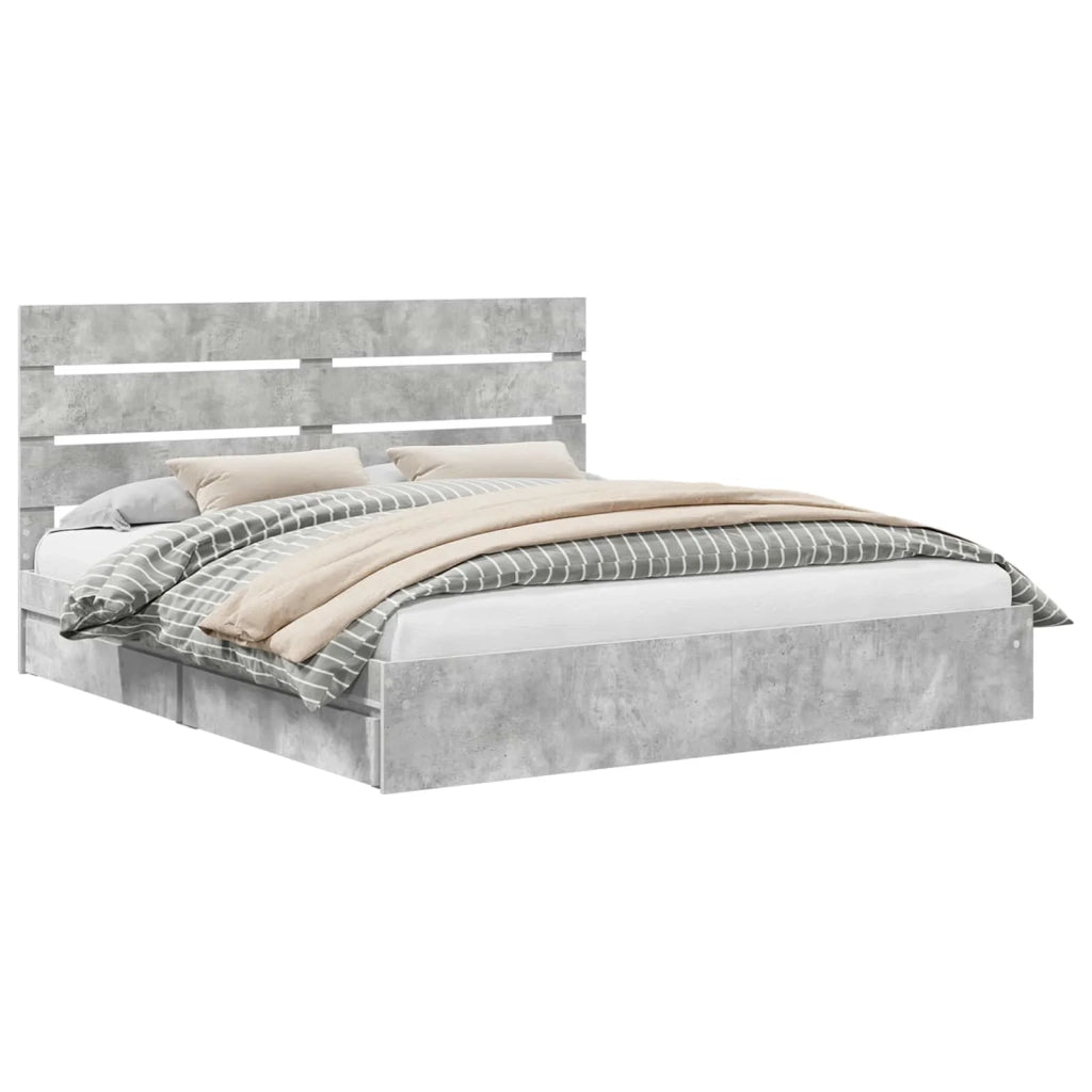 Letto con Contenitore con testiera Grigio cemento 200 x 200 cm