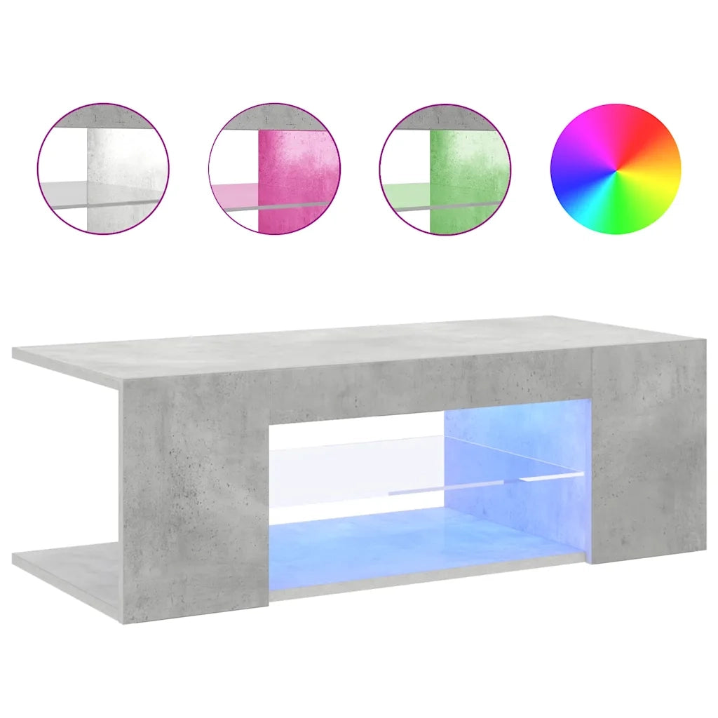 Mobile Porta TV con Luci LED Grigio Cemento 90x39x30 cm 804242