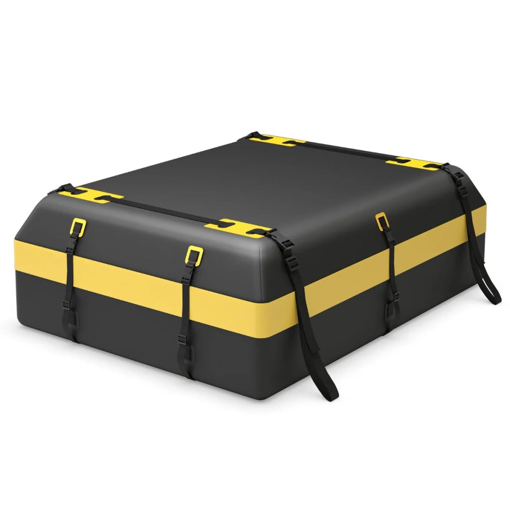Box da tetto per auto 130 x 100 x 44 cm impermeabile capacità 595 L con spazio di stivaggio ottimale stile moderno PVC nero e giallo 20_0020853