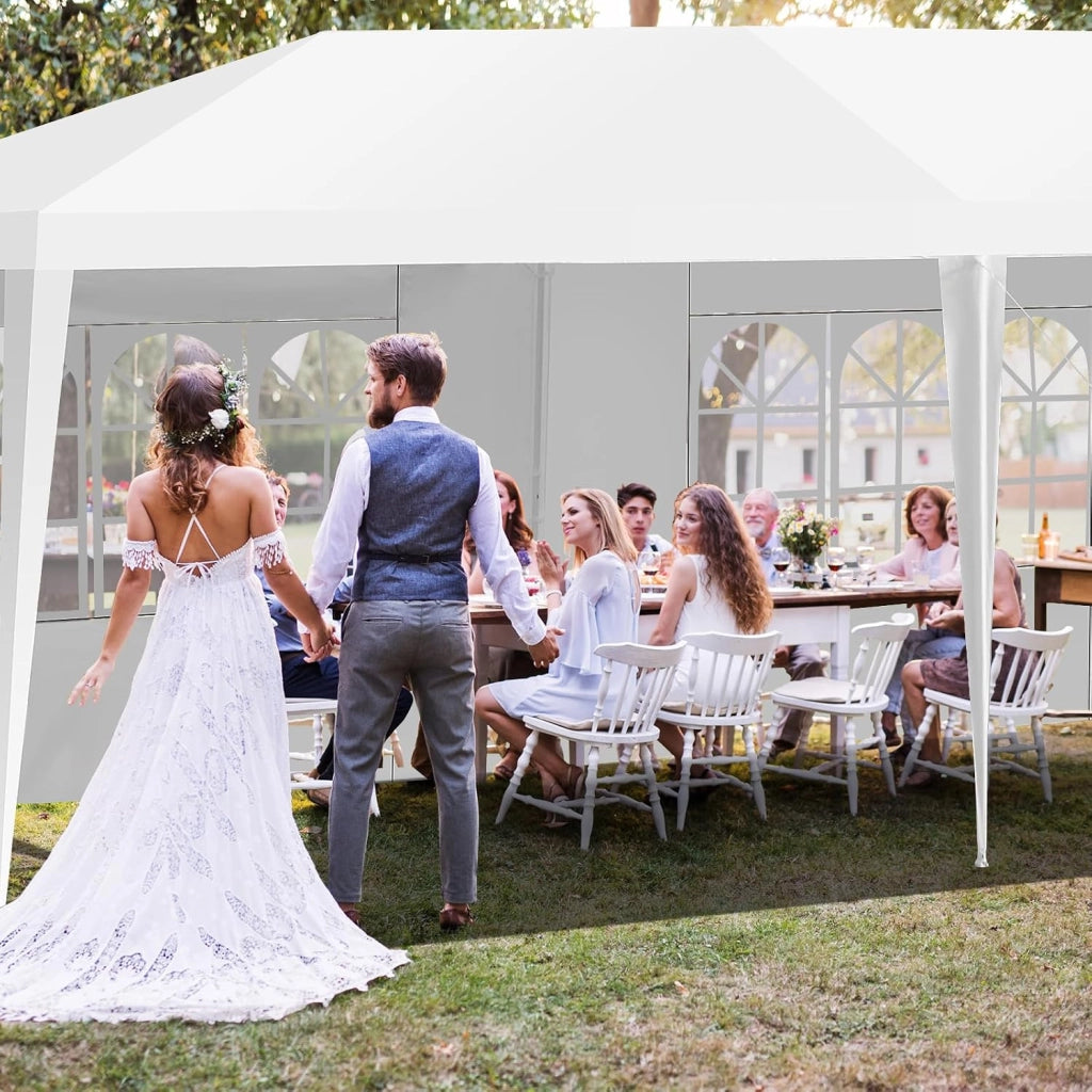 Gazebo da Giardino 3 x 9 m, Tendone per Feste con 8 Pannelli Laterali Rimovibili, Impermeabile Protezione UV, per Matrimonio Eventi e Barbecue