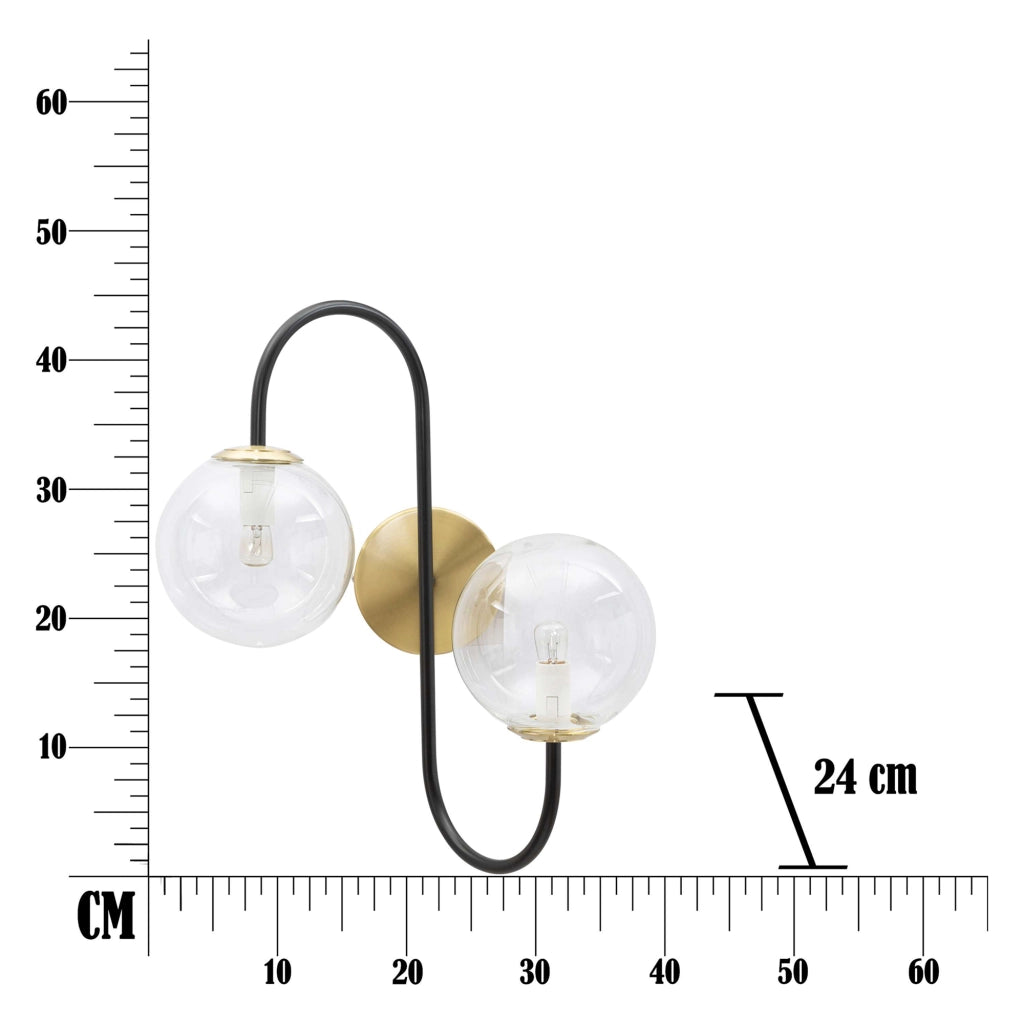 Buzios, Lampada da Parete Necessarie 2 Lampadine, Nero