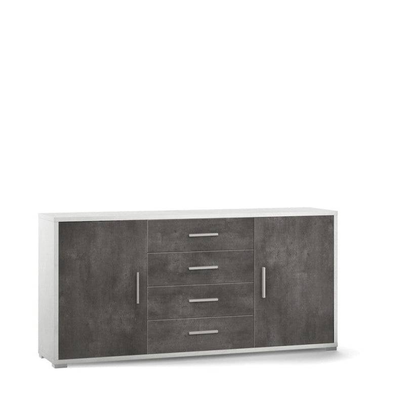Mobile 2 Ante 4 Cassetti Kit Ossido Bianco cm 174x41x84h - Sarmog