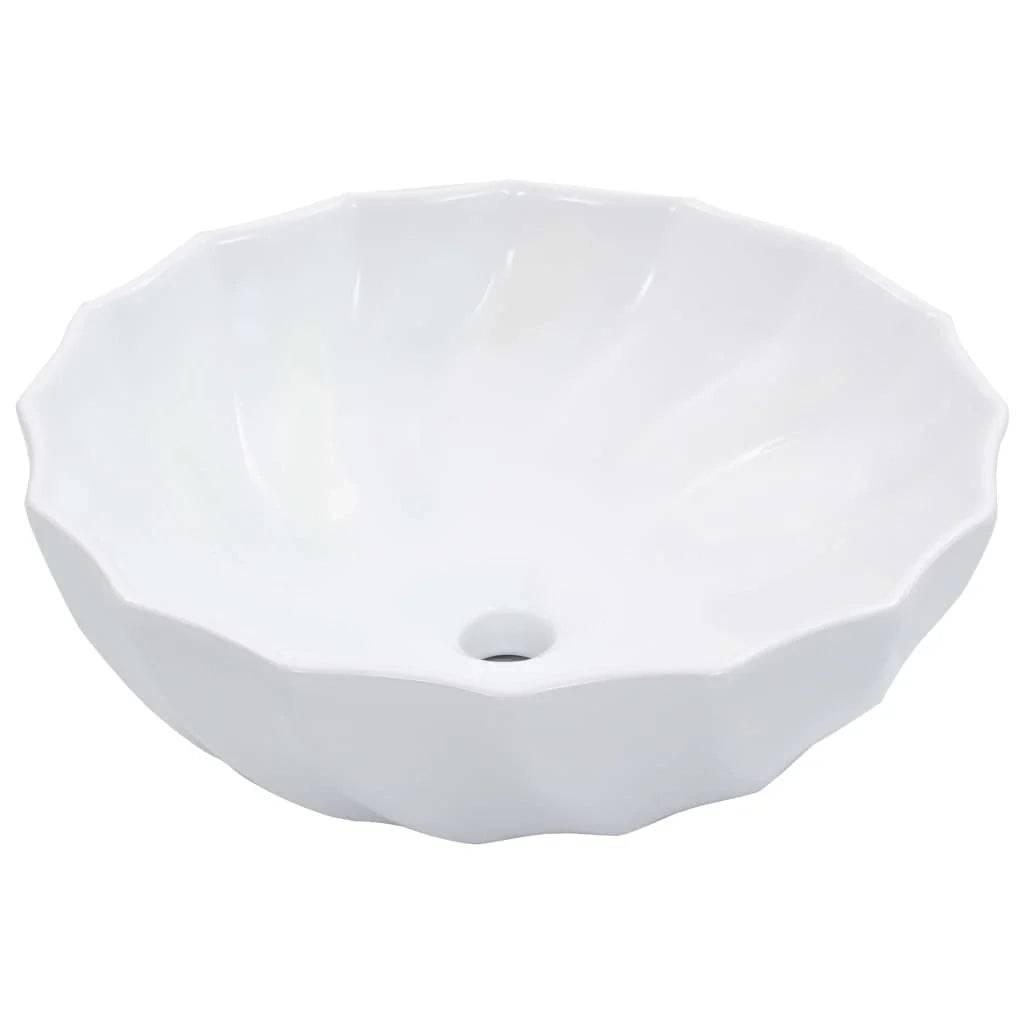 Lavabo da appoggio per l'interno del bagno cabina doccia cabina WC 46 x 17 cm ceramica bianca 02_0002630