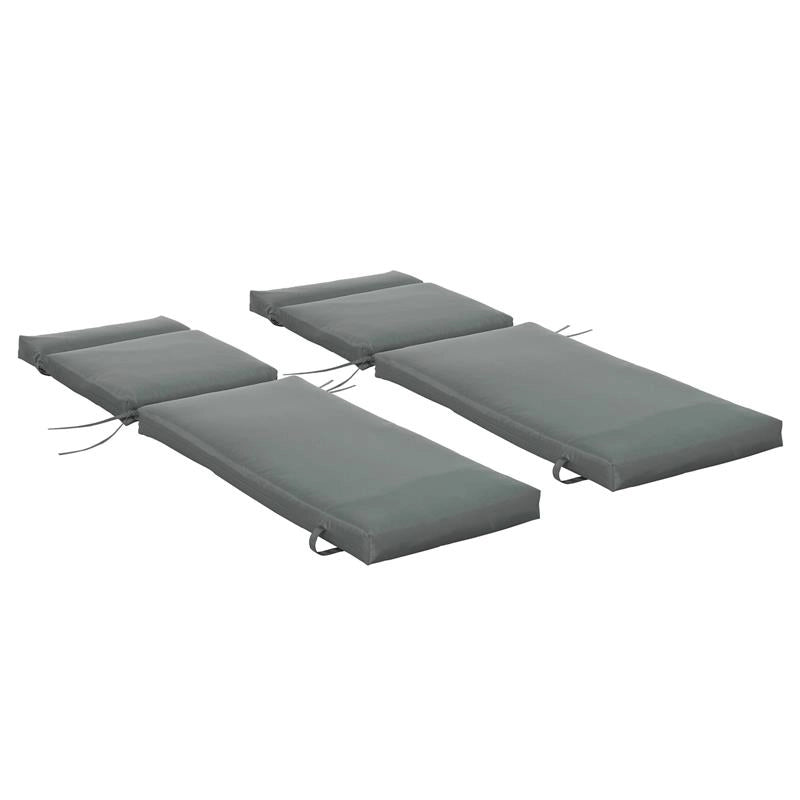 SET 2 CUSCINI PER SDRAIO DA ESTERNO IMBOTTITI IN COTONE CON CINGHIE, 196X55X8 CM, GRIGIO SCURO