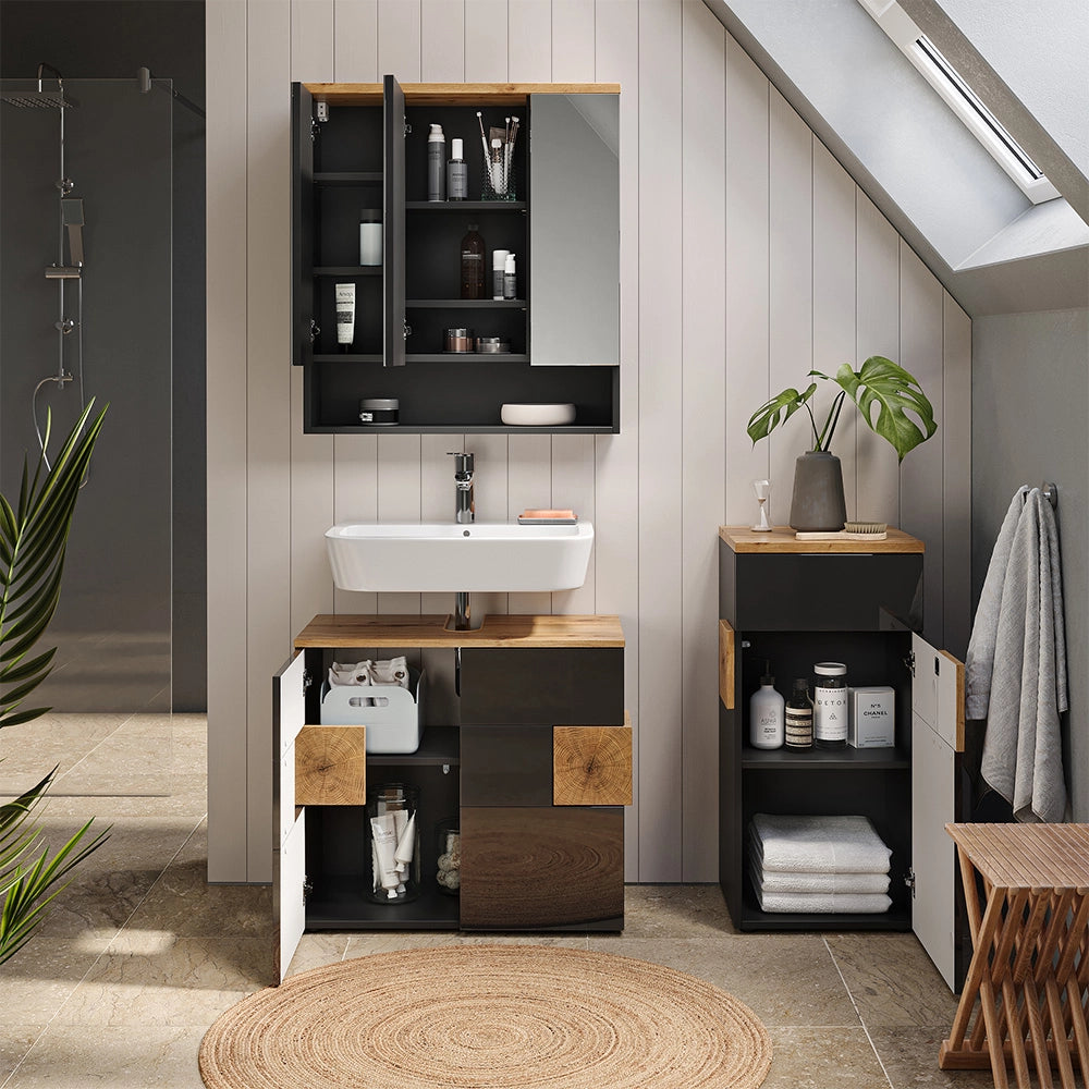 Vicco Set mobili bagno Antracite 3 parti