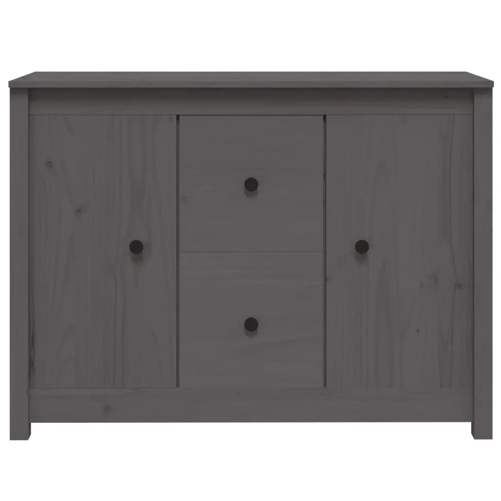 Credenza Grigia 100x35x74 cm in Legno Massello di Pino 814566