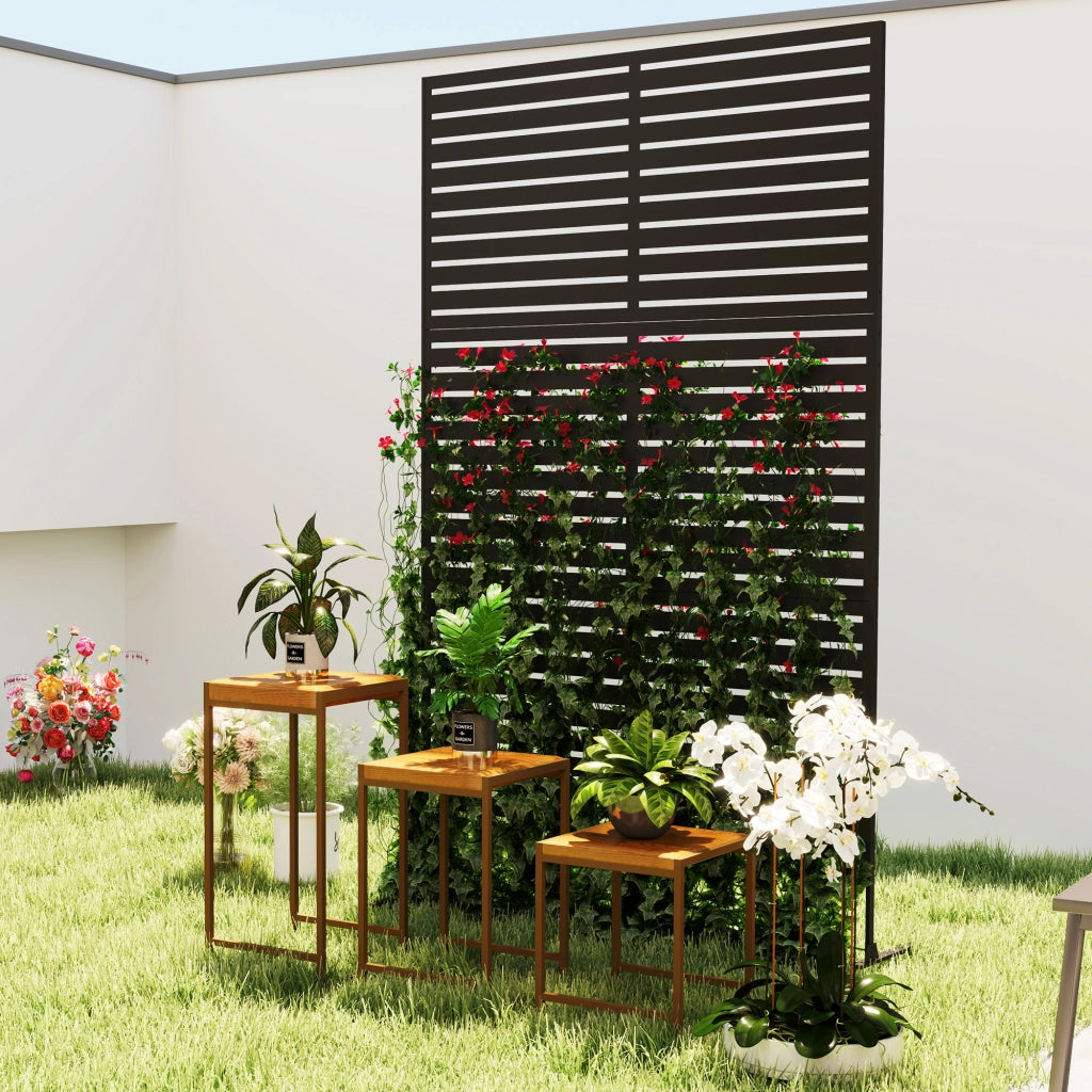Separ¨¨ da Esterno in Metallo ¨C Xylo ¨C Design a Lamelle, Nero, Divisorio Decorativo per Giardino