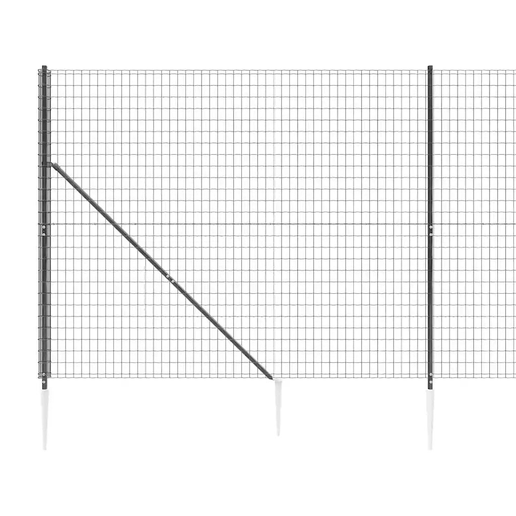 Recinzione Metallica con Picchetti Ancoraggio Antracite 1,6x10m 154244