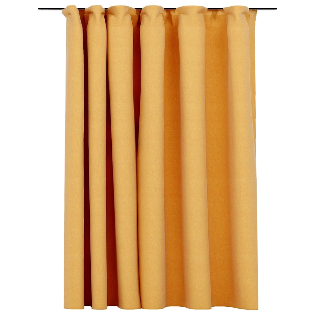 Tenda Oscurante Effetto Lino con Ganci Gialle 290x245 cm