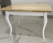 Tavolo allungabile da cucina mod duetto in legno massiccio bianco e naturale