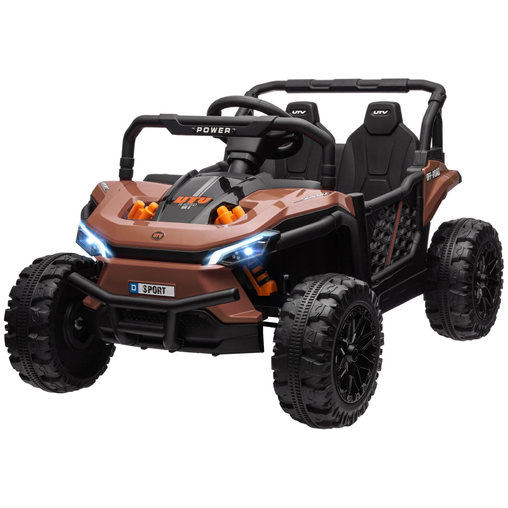 Veicolo elettrico per bambini buggy UTV telecomando 2.4Ghz ¨C zephmum ¨C 103x69x59 cm marrone