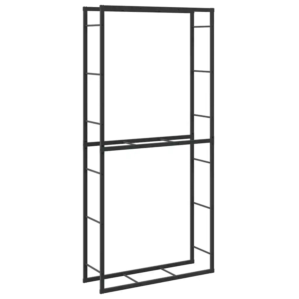 Rastrelliera per Legna da Ardere-Portalegna Nera 100x30x209 cm in Acciaio