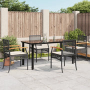 Set da Pranzo da Giardino 5 pz Nero con Cuscini in Polyrattancod mxl 114825