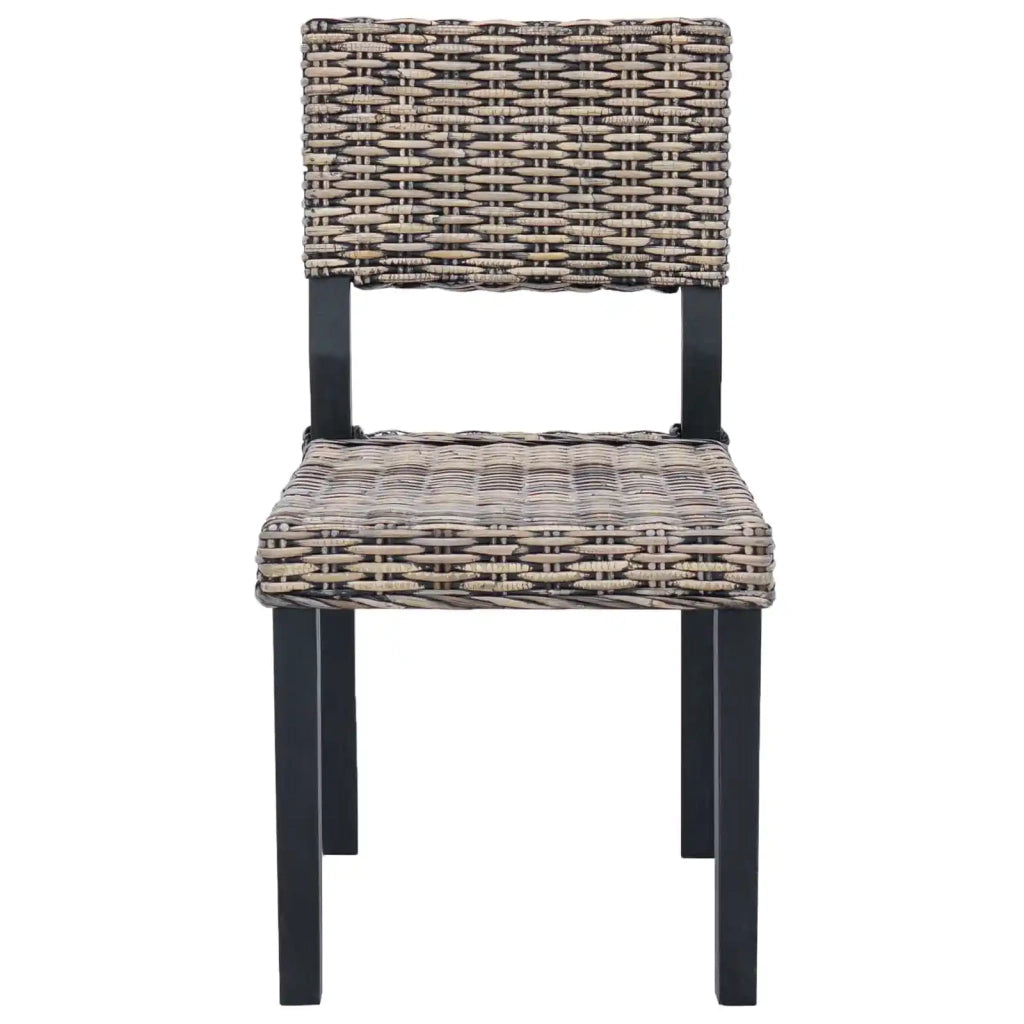 Sedia da pranzo 2 pcs Nero Lavato 46 x 55 x 84 cm Rattan Kubu