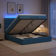 Letto Ottomano con Materasso e LED Blu scuro 180 x 200 cm 3458323