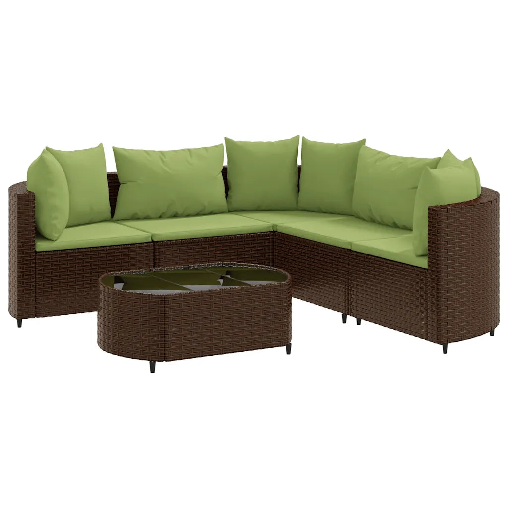 vidaXL Set Divano da Giardino 6 pz con Cuscini Marrone in Polyrattan
