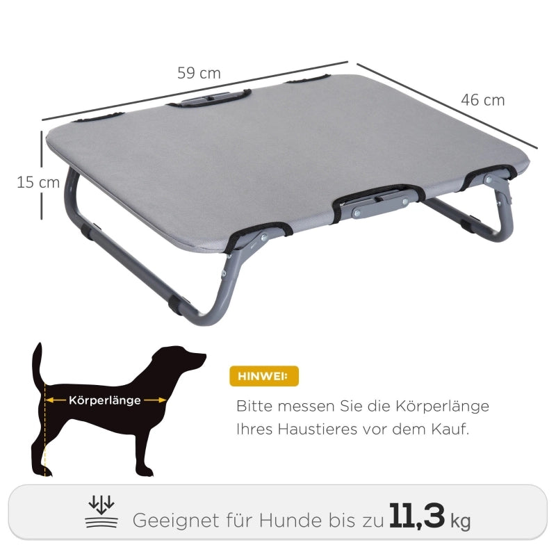 Lettino per cani pieghevole grigio 59x46x15 cm in acciaio e Oxford 600D