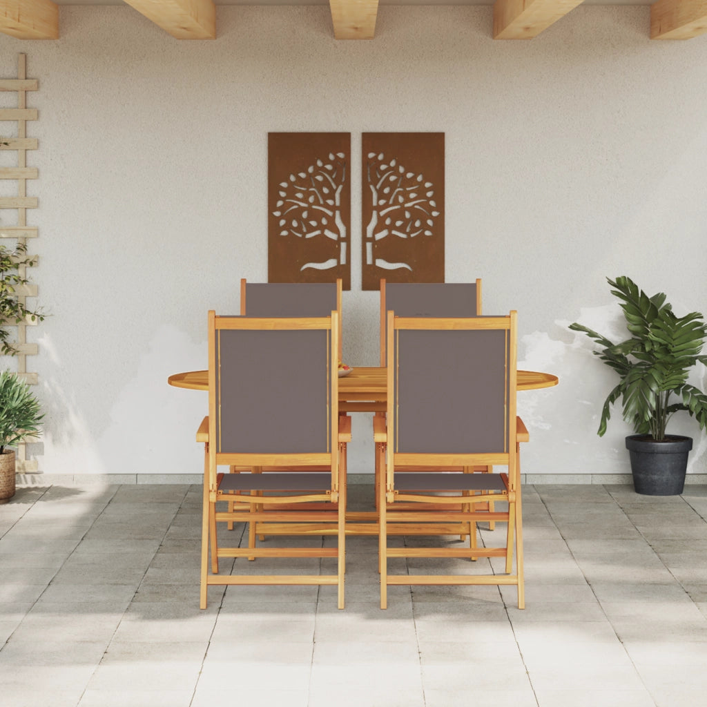 Set da Pranzo da Giardino in Legno di Acacia Anthracite 5 Pezzi