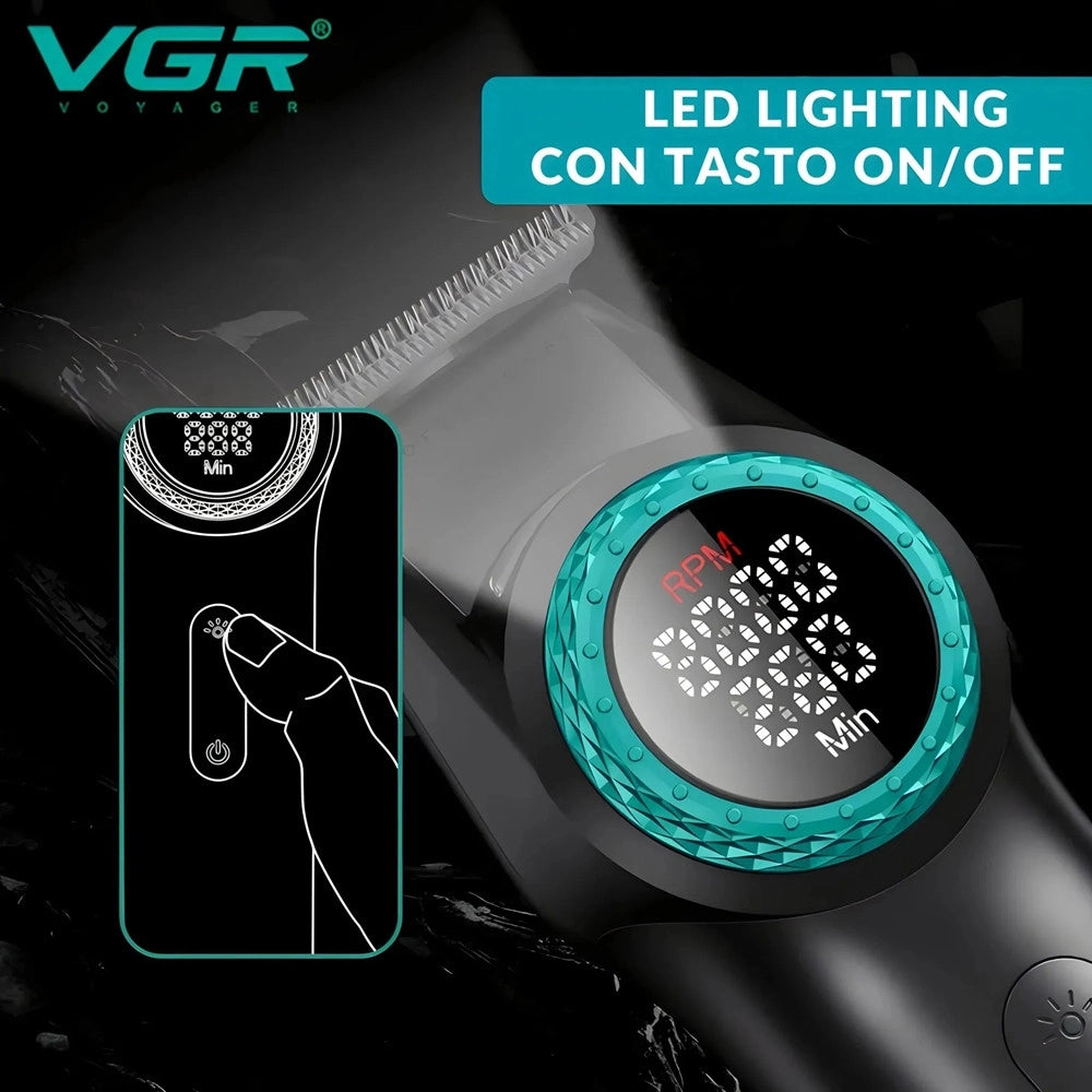 Trade Shop - Vgr V-977 Trimmer Professionale Lama A T | Rasoio Barber Precisione Fade - Nero