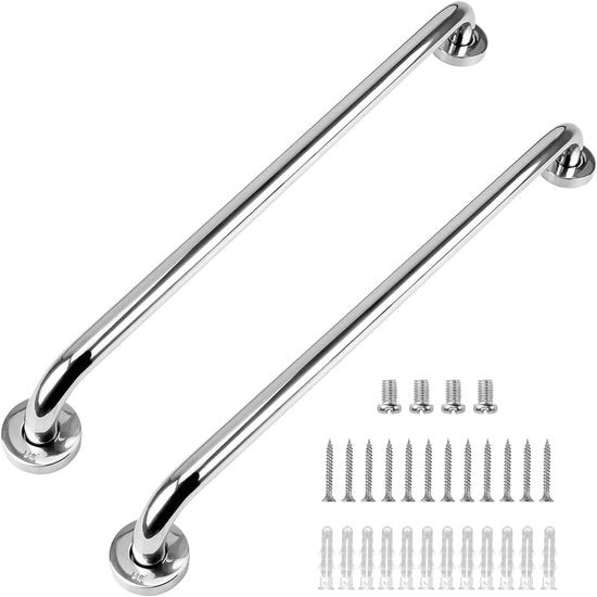 Maniglie di Sicurezza a 30cm (2 Pezzi) - Maniglia in Acciaio Inossidabile 304 con Finestra Cromata per Bagno, Cucina, Camera da Letto