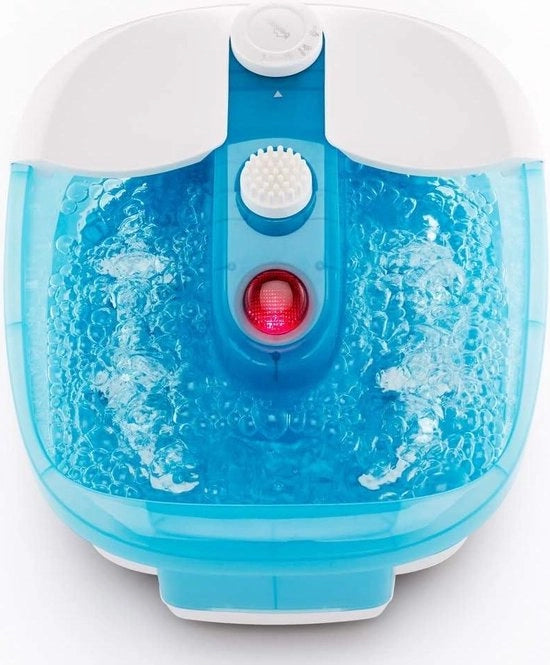 Bagno per piedi con massaggio di bolle e vibrazioni - Campo di luce rosso - Funzione di riscaldamento - Incluso 3 accessori per pedicure - Cura dei piedi - Adatto fino a numero 46 - Massaggio per i piedi