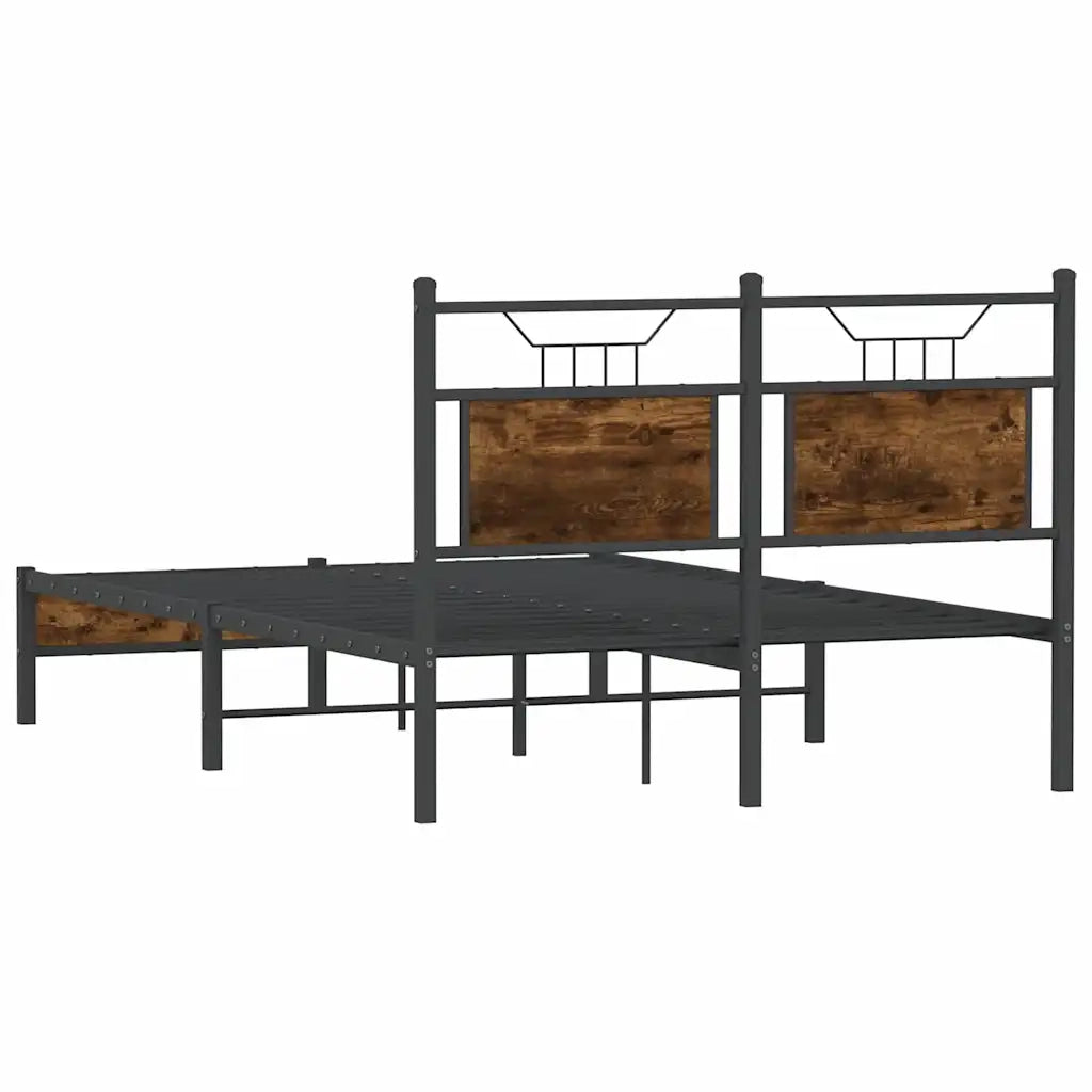 Letto matrimoniale | Letto per adulti | Giroletto senza Materasso Rovere Fumo 120x200 cm in Truciolato