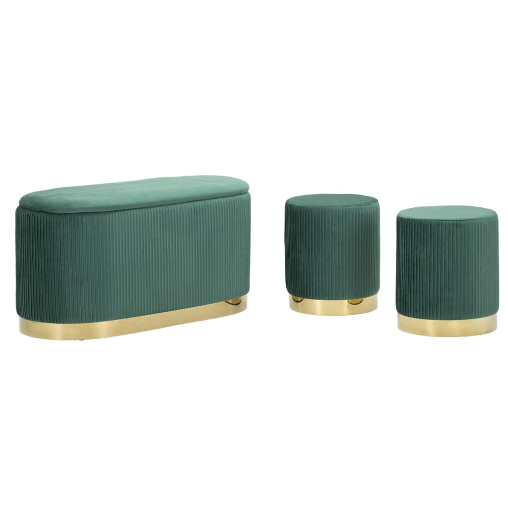 Panca con Portaoggetti VKH876, Verde, Poliestere, 80x37x42 cm
