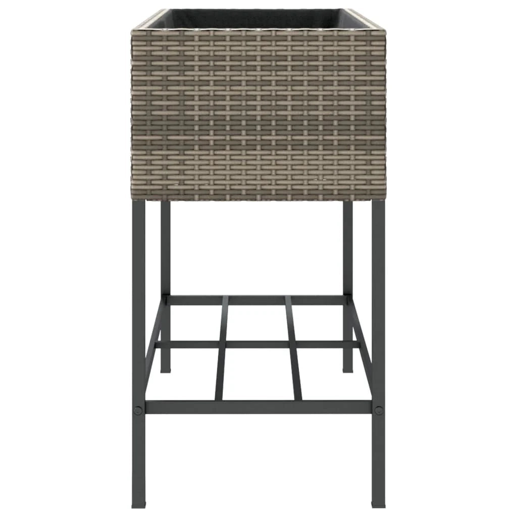 Fioriera rialzata per piante fiori giardino terrazze con ripiano set da 2 90 x 40 x 75 cm resina intrecciata grigia 02_0038881