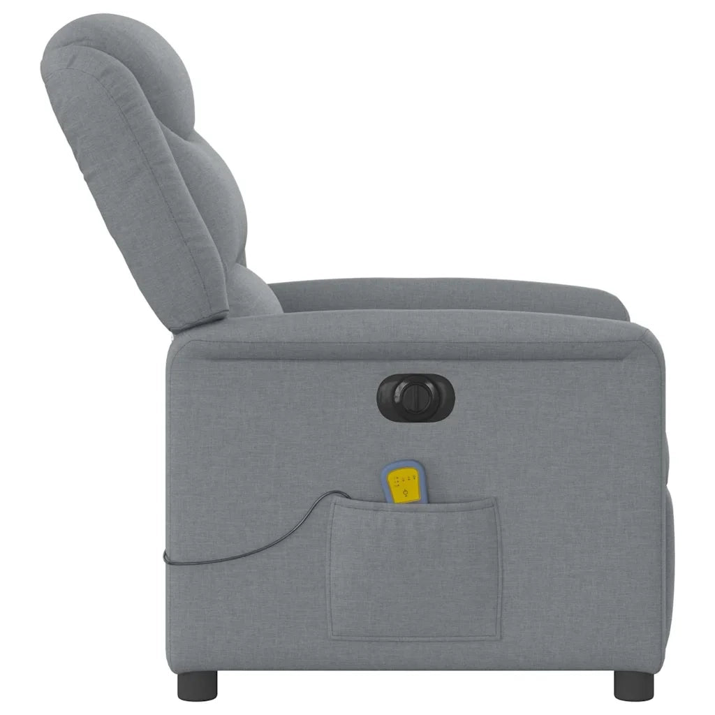 Divano Sedia-Poltrona Reclinabile Massaggio Elettrica Grigio Chiaro Tessuto 959513