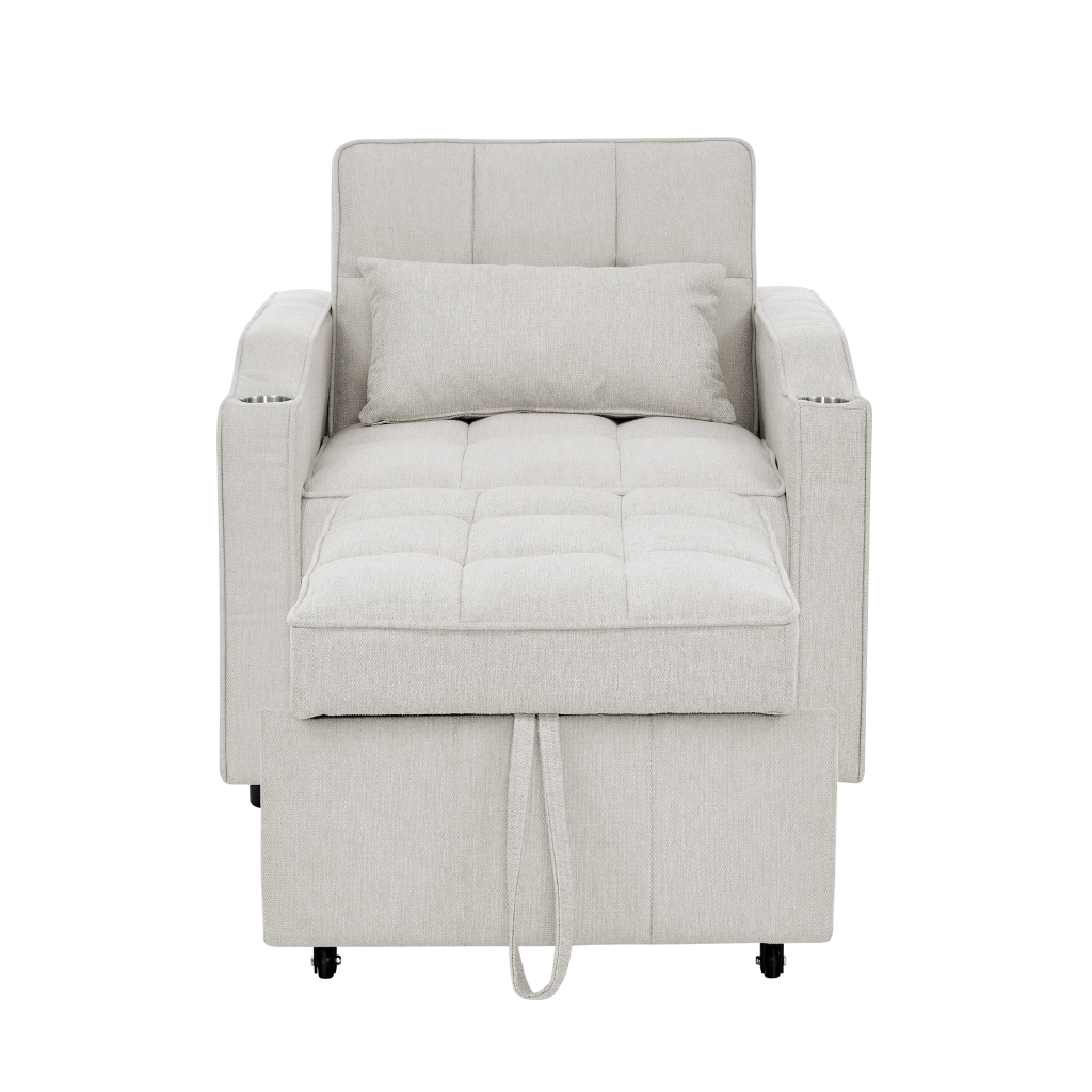 Poltrona Letto 3 in 1 con USB, Schienale Reclinabile e Poggiapiedi ¨C Xylo ¨C Tessuto