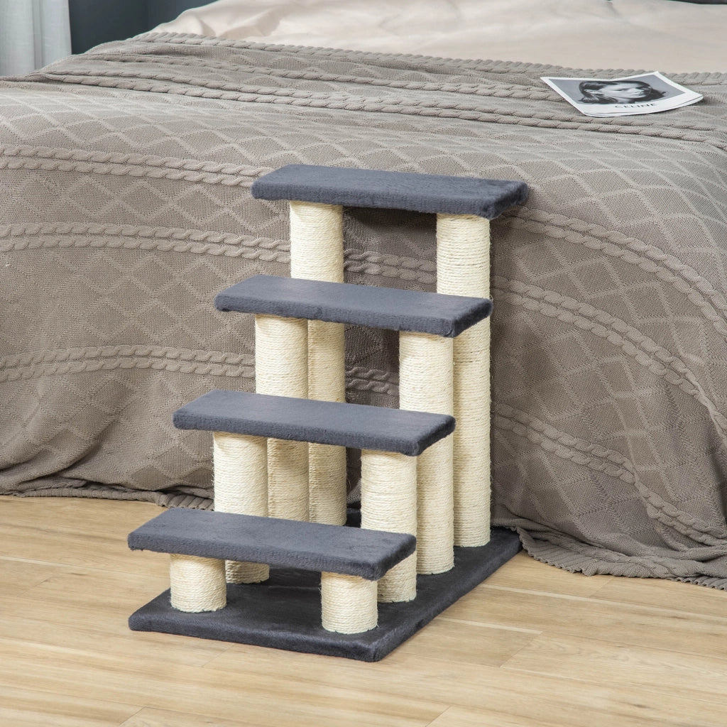 Scala per Gatti e Cani con Rivestimento Morbido ¨C zephmum ¨C 60x42x61 cm Grigio