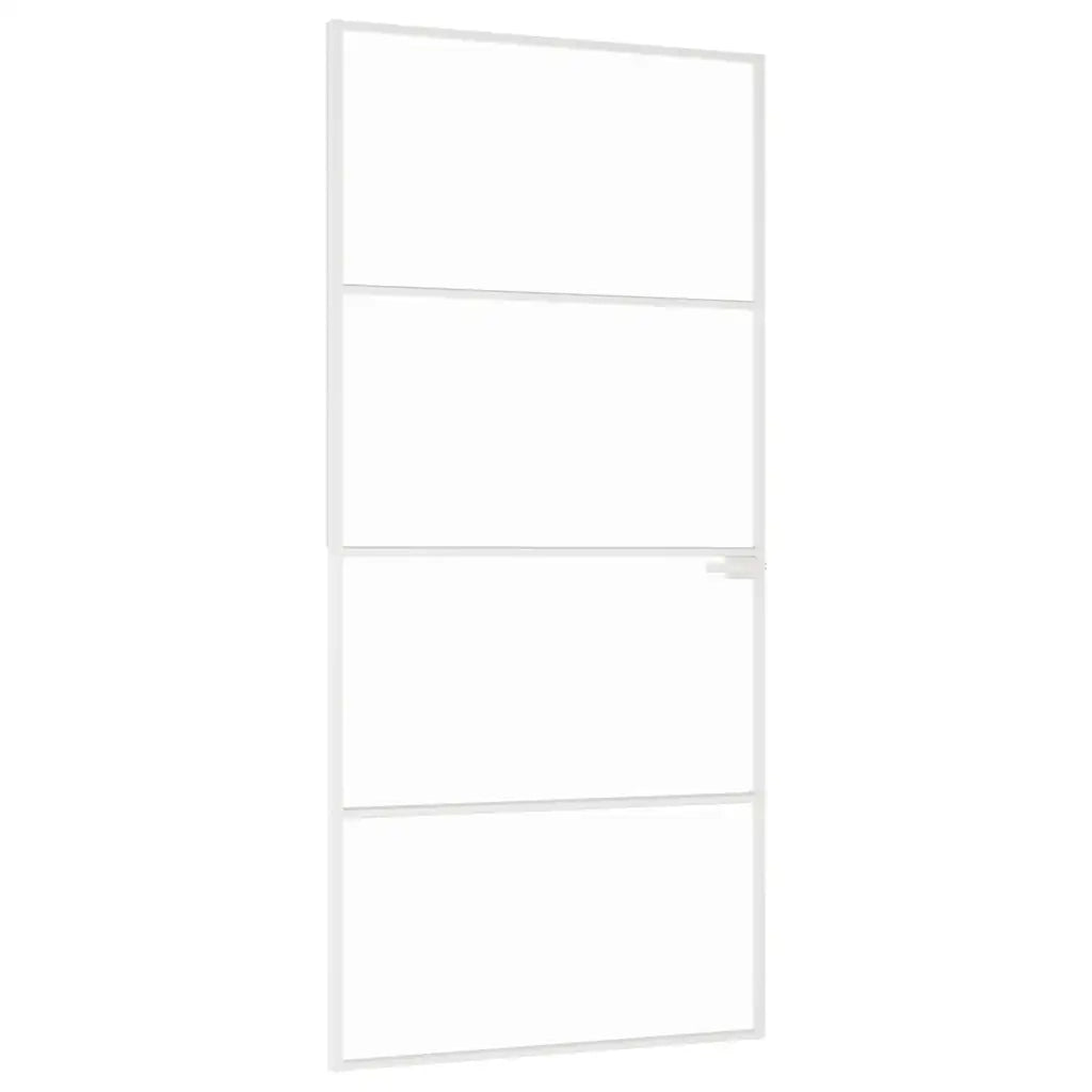 Porta Interna Bianca 93x201,5 cm Vetro Temperato Alluminio Slim 153668