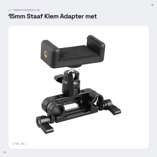 Adattatore a clip per telefono cellulare 15mm per staaf klem