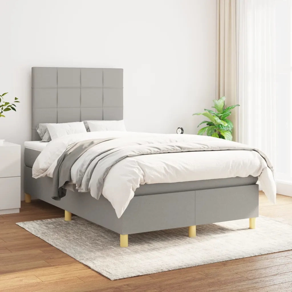 Giroletto a Molle con Materasso Grigio Chiaro 120x200cm Tessuto