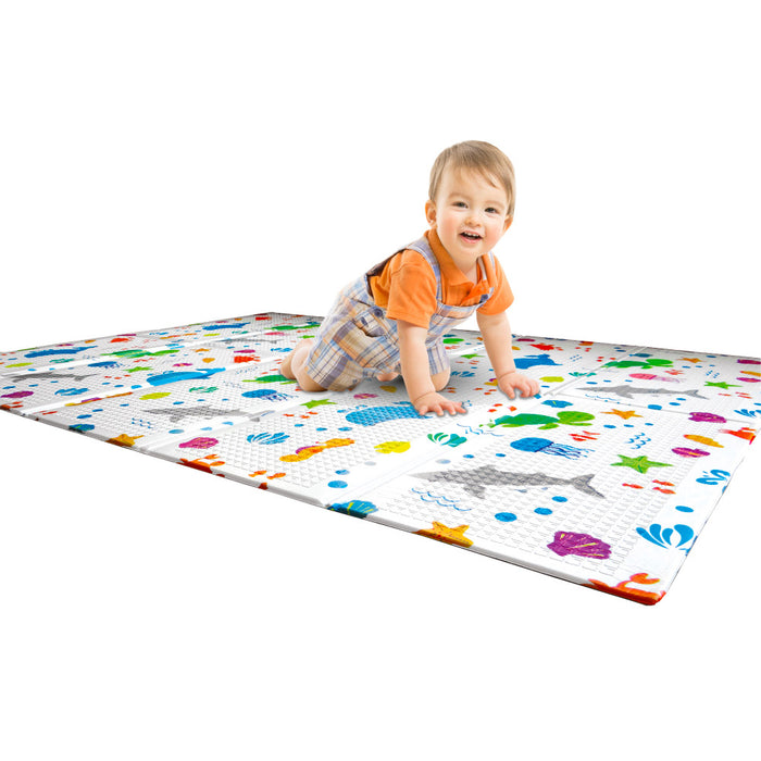 Tappeto Morbido per Bambini 200x150x1 cm Pieghevole Oceano Multicolore