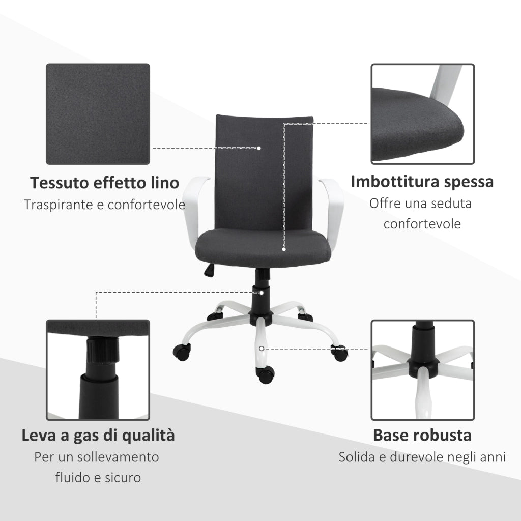 Sedia da Ufficio Girevole con Altezza Regolabile ¨C Zephmum ¨C Grigio Scuro